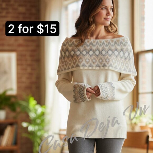 Westport Sweaters - Retro Westport Cowl Off the Shoulder Thick Warm Long Sleeve Bell Sweater